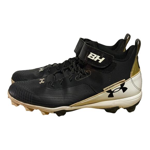 Under Armour Harper 7 RM Baseball Cleats Men's Size 14 Black White Gold Sneakers - Picture 4 of 8